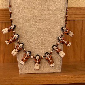 Santo Domingo/Jemez Indian Pueblo Clay Storyteller Necklace by A Coriz and R Bai